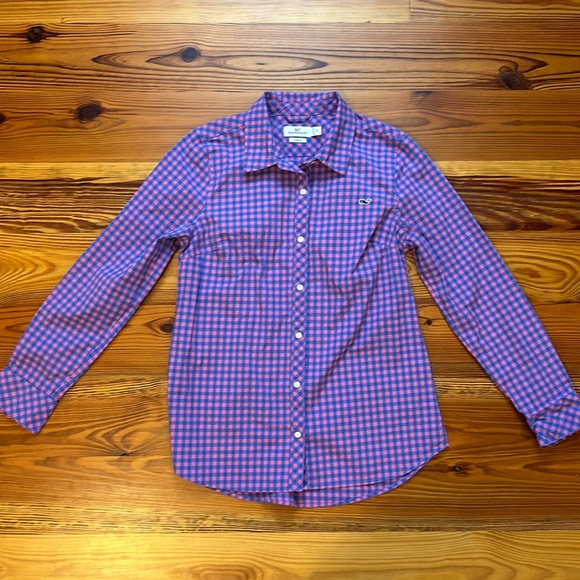 Vineyard Vines Pink and Blue Gingham Checked Long-Sleeve Button Down size 6 - Picture 1 of 6